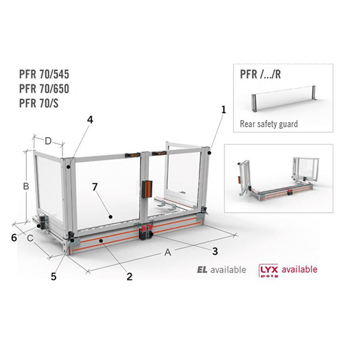 Obvodový ochranný kryt k instalaci na stůl, PFR 70/650