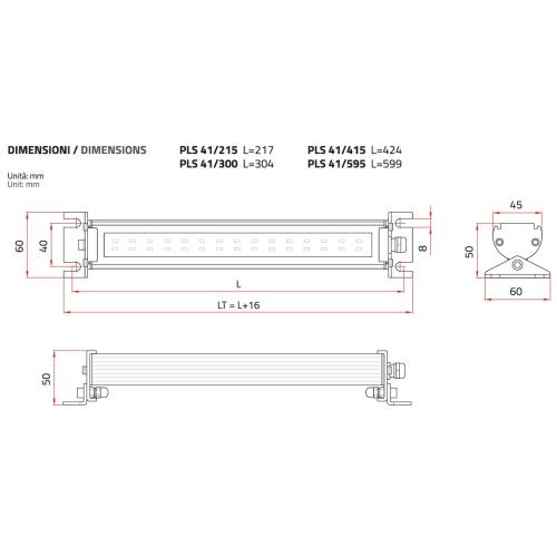 LED osvětlení v hliníkovém pouzdře AC/DC 24V, PLS 41 / 215