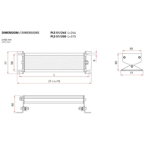 LED osvětlení v hliníkovém pouzdře AC/DC 24V, PLS 51 / 330