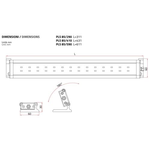 LED osvětlení v hliníkovém pouzdře AC/DC 24V, PLS 85 / 290 (IP67)