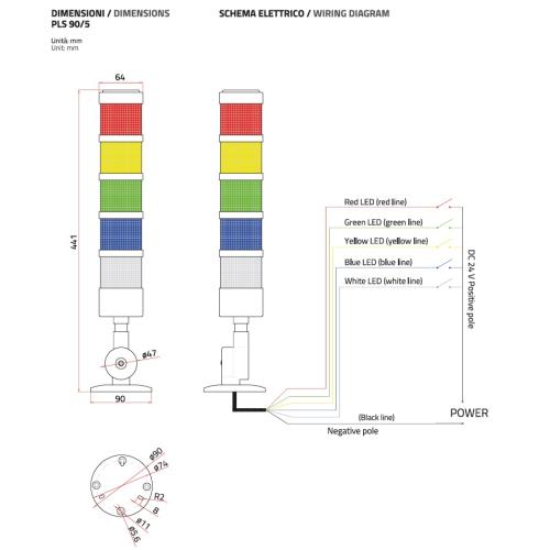 Signalizační lampa, PLS 90 / 4 (IP20)