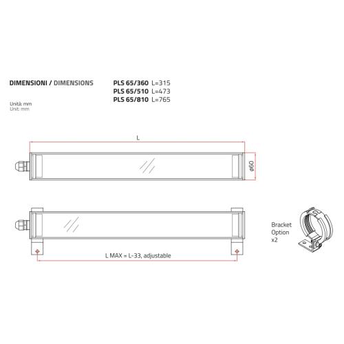 Ultra jasná trubicová lampa, PLS 65 / 360 (IP67)